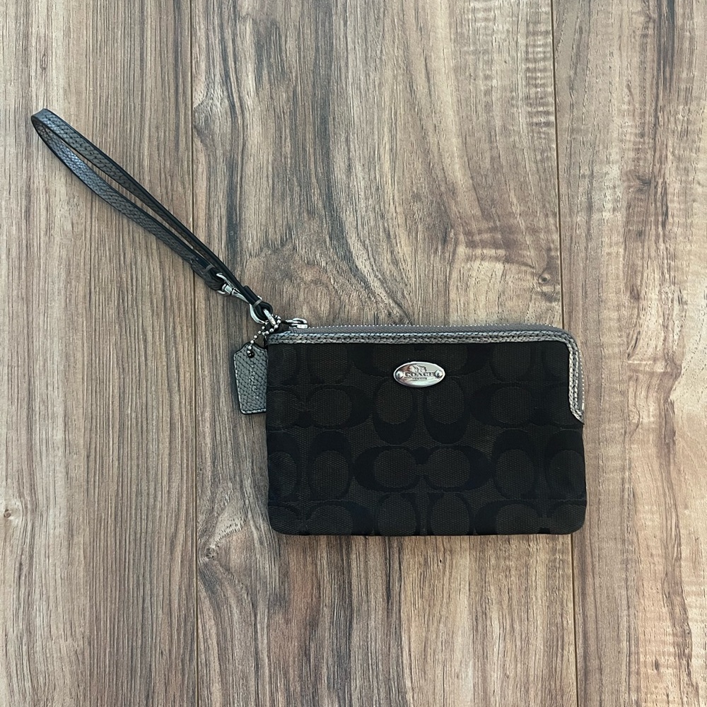 Coach Black Signature Wristlet